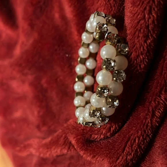 Vintage fashion pearl gold-tone crystals Bracelet - Picture 3 of 7